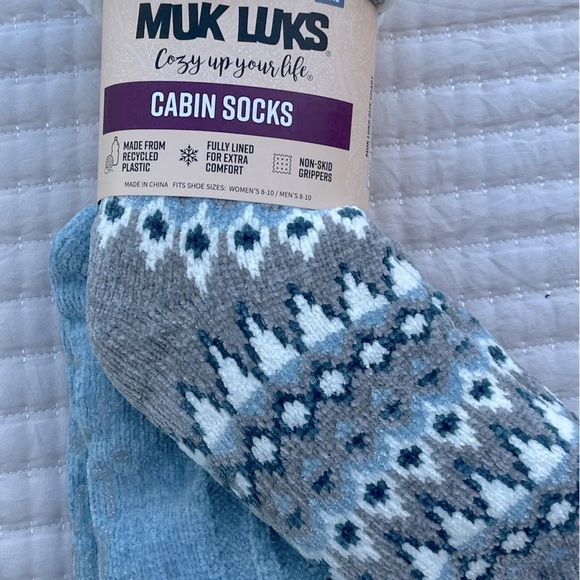 🎁 2 PAIR • Muk Luks Cabin Socks • size women’s 5-7 & men’s 6-8 or S / M • NEW - Picture 6 of 6